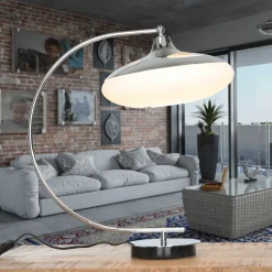 Gebogene Tischleuchte Bauhaus rund 45cm