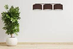 Gemütliche Hängelampe Stoff Schwarz Braun E27 L:100 cm