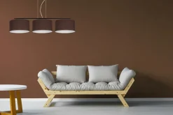 Gemütliche Hängelampe Stoff Schwarz Braun E27 L:100 cm