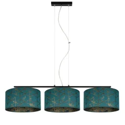 Gemütliche Hängelampe Stoff Grün Muster E27 100 cm lang