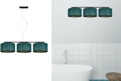 Gemütliche Hängelampe Stoff Grün Muster E27 100 cm lang