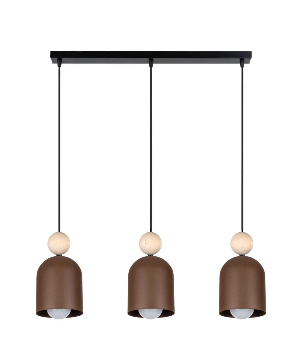 Gemütliche Hängeleuchte Rostbraun Metall Holz E27 66 cm