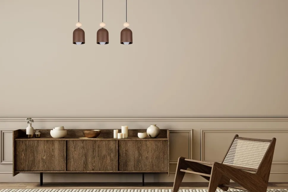 Gemütliche Hängeleuchte Rostbraun Metall Holz E27 66 cm