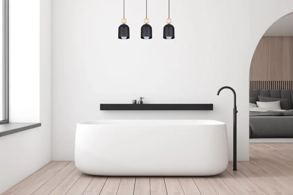 Gemütliche Hängeleuchte Schwarz Metall Holz E27 66 cm