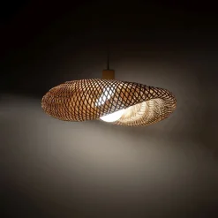 Gemütliche Pendelleuchte Bambus Holz E27 L:50 cm groß