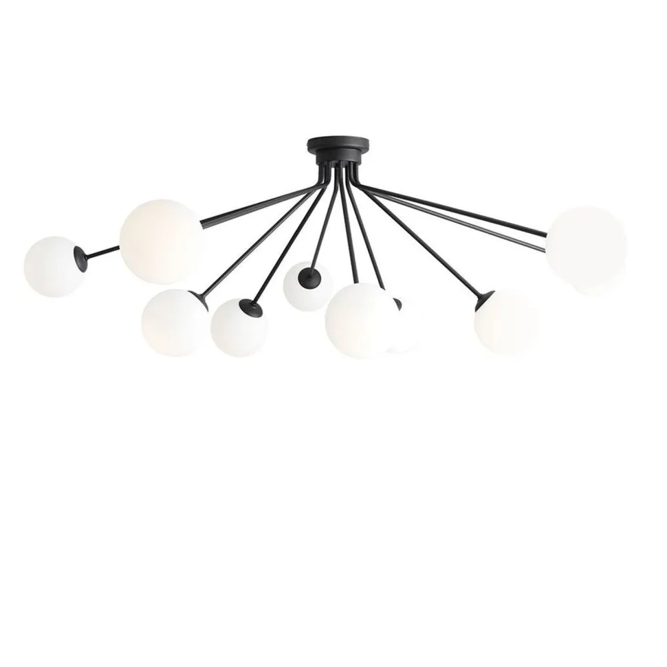 Gemütliche Pendelleuchte Glas Metall Schwarz B:140 cm