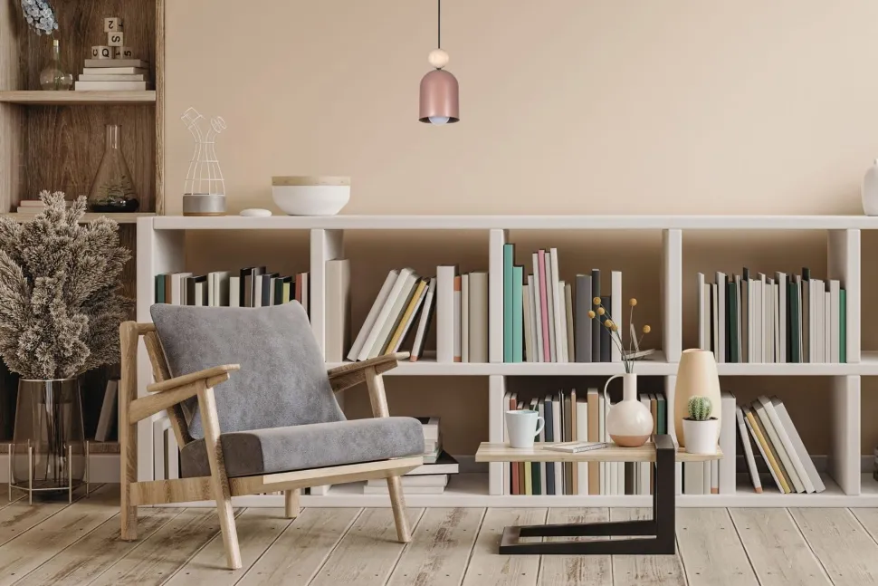 Gemütliche Pendelleuchte Rosa Metall Holz E27 Ø11 cm