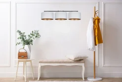 Gemütliche Pendelleuchte Stoff Weiß Gold E27 3-flammig