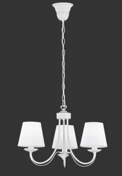 Gemütlicher Kronleuchter Stoff Metall Stoff E14 3-flmg