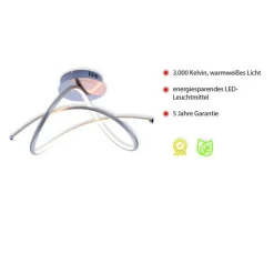 Geschwungene LED Deckenlampe in Stahl 3000 K warmweiß
