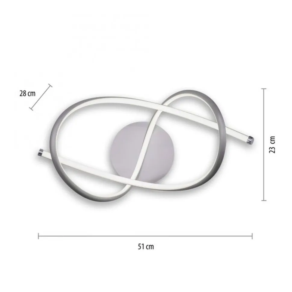 Geschwungene LED Deckenlampe in Stahl 3000 K warmweiß