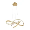 Geschwungene LED Pendelleuchte in Gold 30 W dimmbar