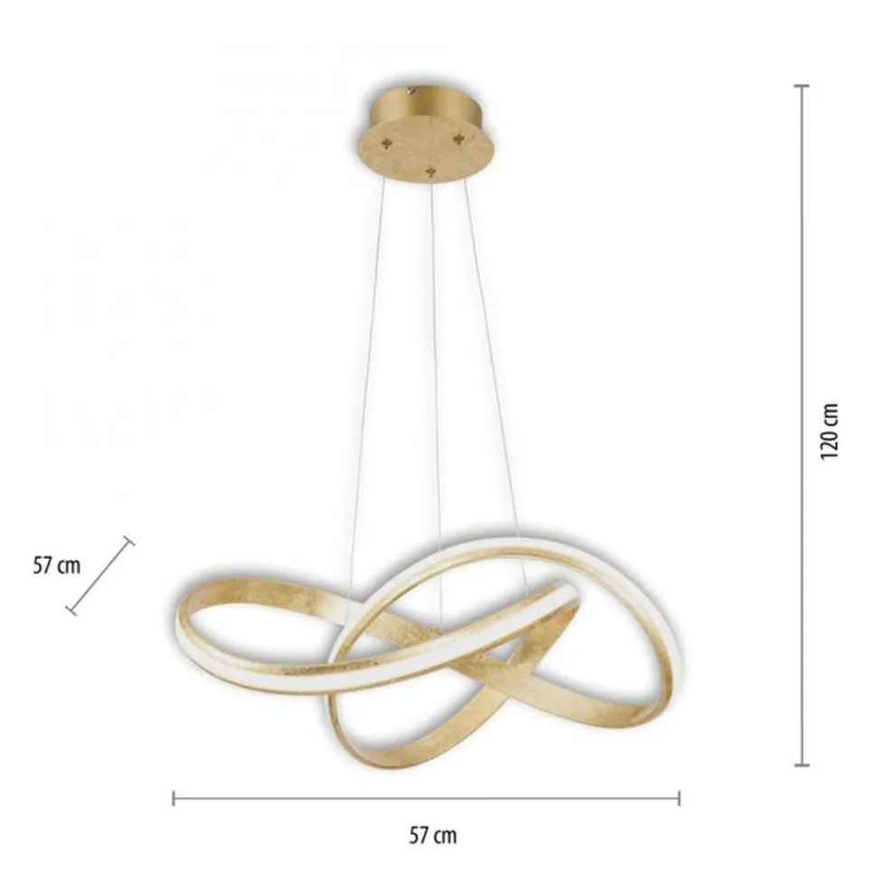 Geschwungene LED Pendelleuchte in Gold 30 W dimmbar