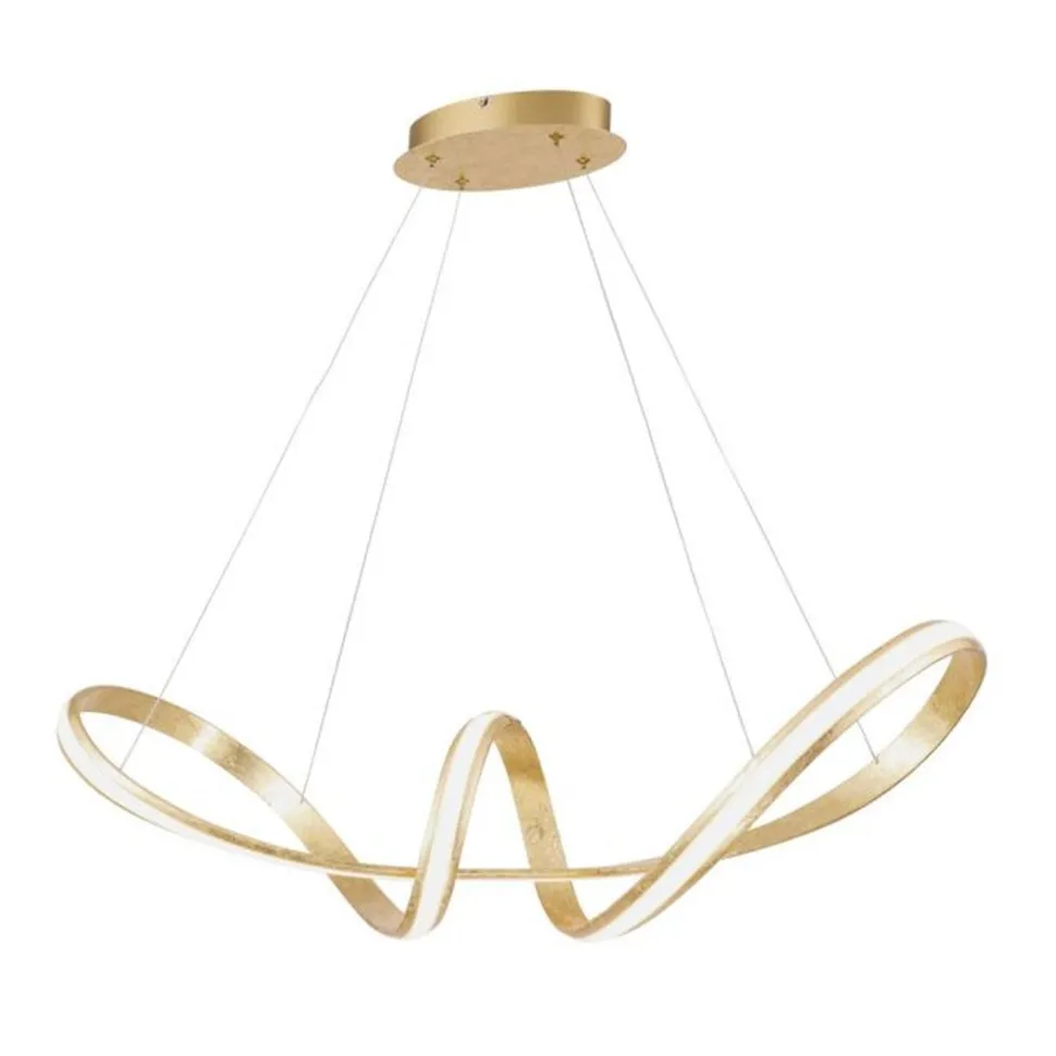 Geschwungene LED Pendelleuchte in Gold L:91 cm dimmbar
