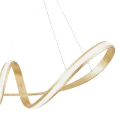 Geschwungene LED Pendelleuchte in Gold L:91 cm dimmbar