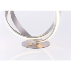 Geschwungene LED Tischlampe in Silber Metall dimmbar