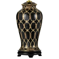 Gestell für Tischleuchte Keramik Schwarz Gold 40 cm E27