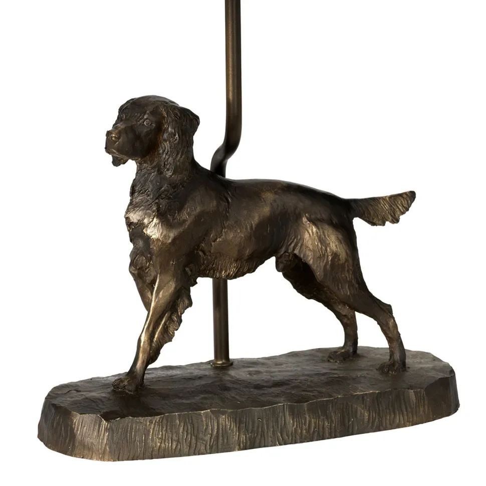 Gestell Tischleuchte E27 in Bronze antik Hund Resin