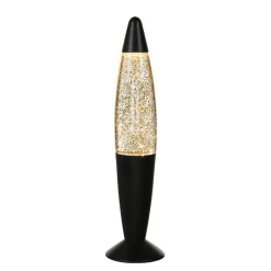 Glitter Lavalampe Schwarz Gold 36 cm Retro TIMMY