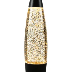 Glitter Lavalampe Schwarz Gold 36 cm Retro TIMMY