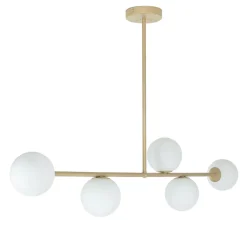 Gold Deckenlampe Metall Glas satiniert G9 5-flammig