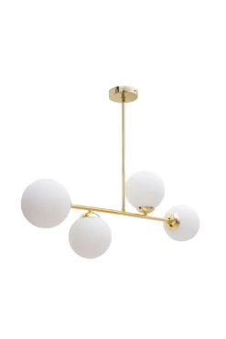 Goldene Deckenlampe Glaskugeln blendarm 4-flmg Metall