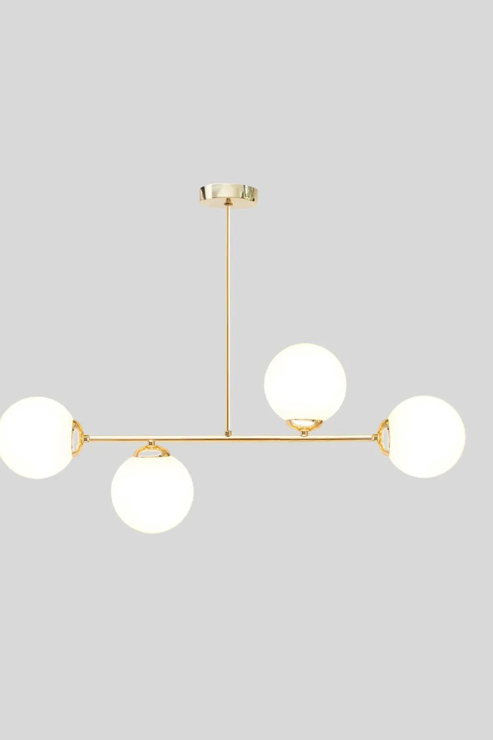 Goldene Deckenlampe Glaskugeln blendarm 4-flmg Metall