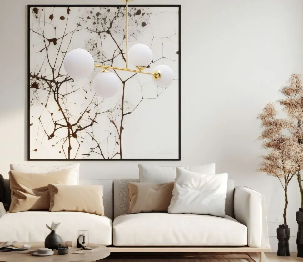 Goldene Deckenlampe Glaskugeln blendarm 4-flmg Metall