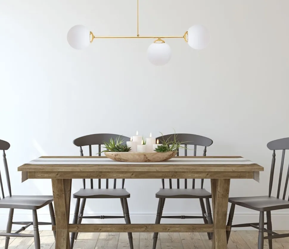 Goldene Deckenlampe Glaskugeln blendarm E27 Metall