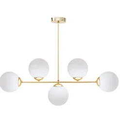 Goldene Deckenleuchte Glaskugeln blendarm 5-flmg Metall