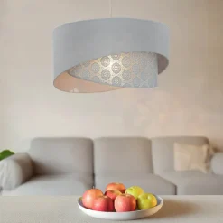 Graue Hängelampe Stoff Spitze SELMA Schlafzimmer