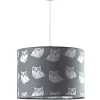 Graue Kinderlampe Eule Stoff Mädchen Grau Weiß