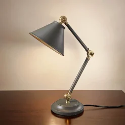 Graue Schreibtischlampe Büro Gelenke E27 IAOLIA