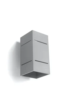 Graue Wandleuchte Aluminium eckig H:20cm Up Down Modern