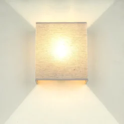 Graue Wandleuchte Stoff Schirm eckig Loft Design ALICE