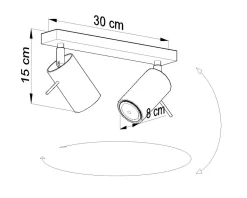 Grauer Deckenstrahler ETNA L:30cm 2x GU10