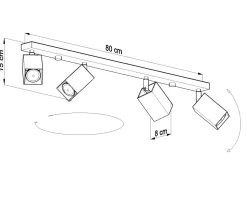 Grauer Deckenstrahler FALERIA 80 cm lang 4x GU10