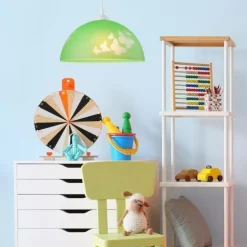 Grüne Kinderzimmerlampe rund Mädchen farbenfroh