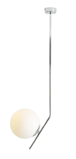 Große Deckenlampe Glas Metall in Chrom Kugel H:95 cm E27