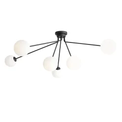 Große Deckenlampe Glas Metall Schwarz L:123 cm 6-flammig