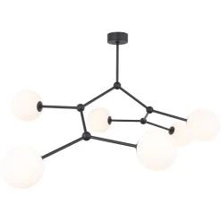 Große Deckenlampe Metall Glas 6-flammig 105 cm lang