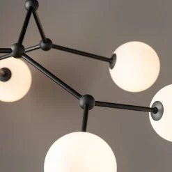 Große Deckenlampe Metall Glas 6-flammig 105 cm lang