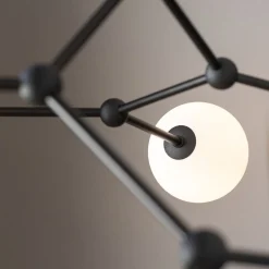 Große Deckenlampe Metall Glas 6-flammig 105 cm lang