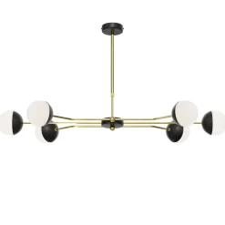 Große Deckenleuchte Glas Metall Schwarz Weiß G9 wohnlich