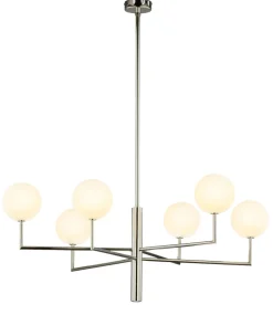 Große Deckenleuchte Glas Nickel G9 6-flammig Modern