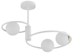 Große Deckenleuchte Weiß Metall Glas B:64 cm G9 Modern