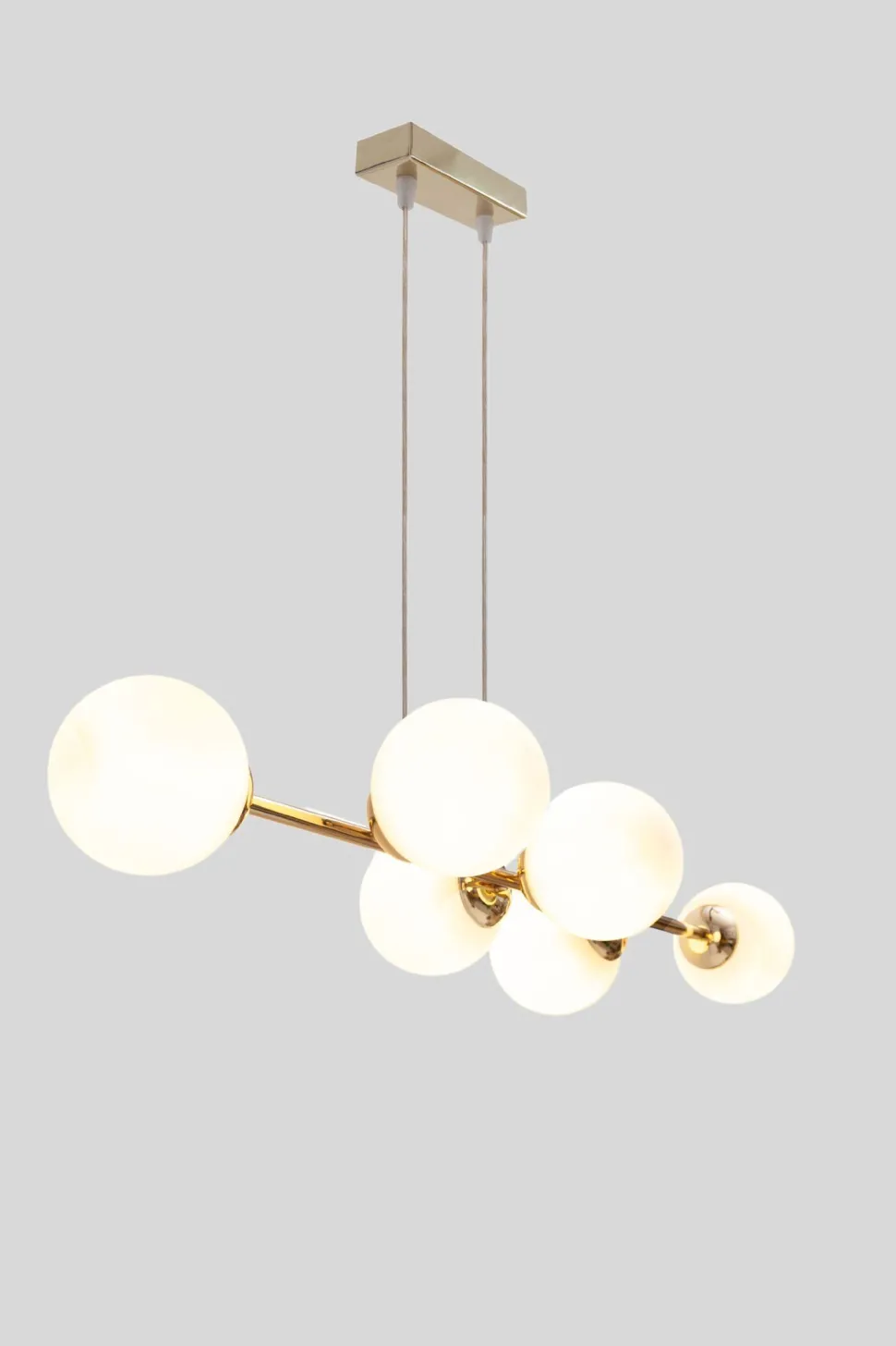 Große Hängelampe blendarm Glas Metall 100 cm E27 Gold