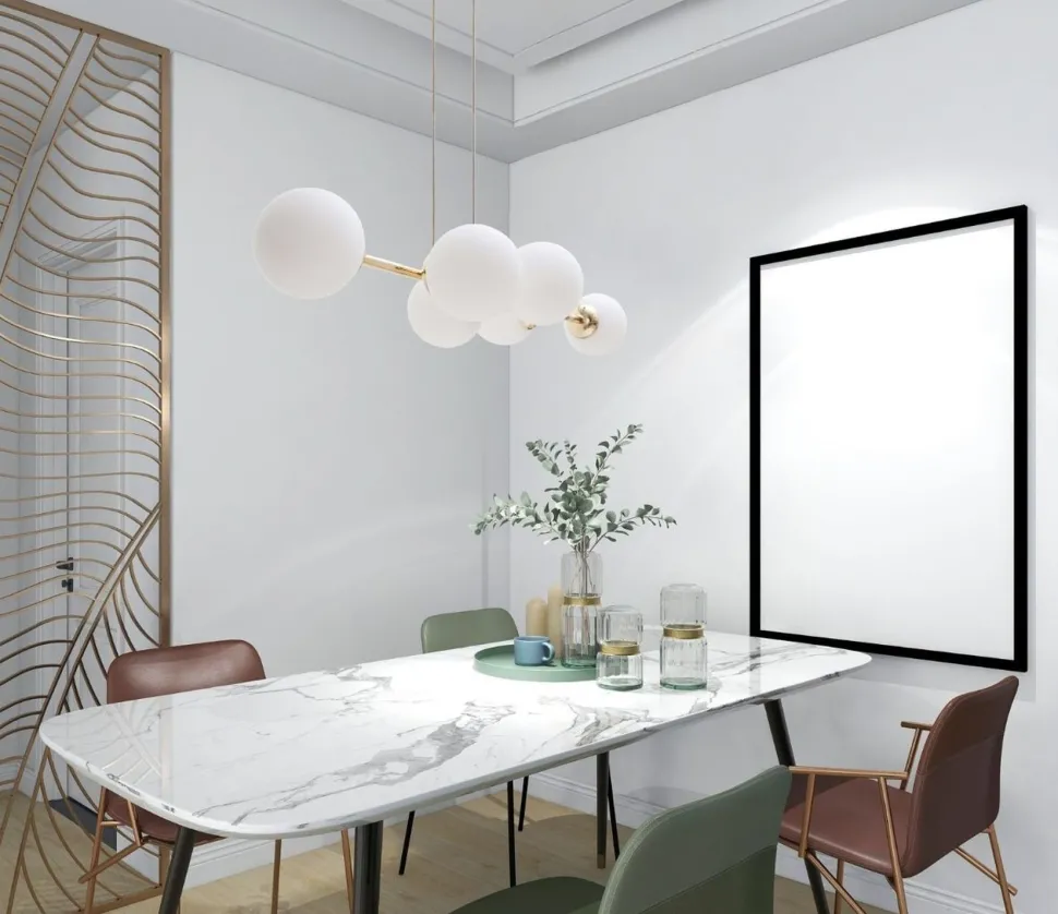 Große Hängelampe blendarm Glas Metall 100 cm E27 Gold