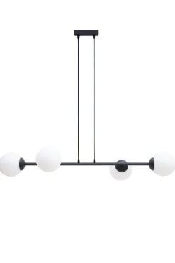 Große Hängelampe blendarm Glas Metall 85 cm E27 Schwarz