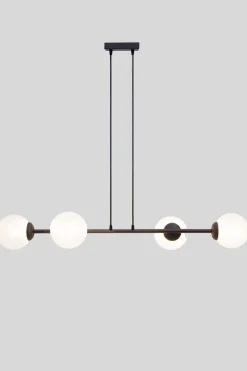 Große Hängelampe blendarm Glas Metall 85 cm E27 Schwarz